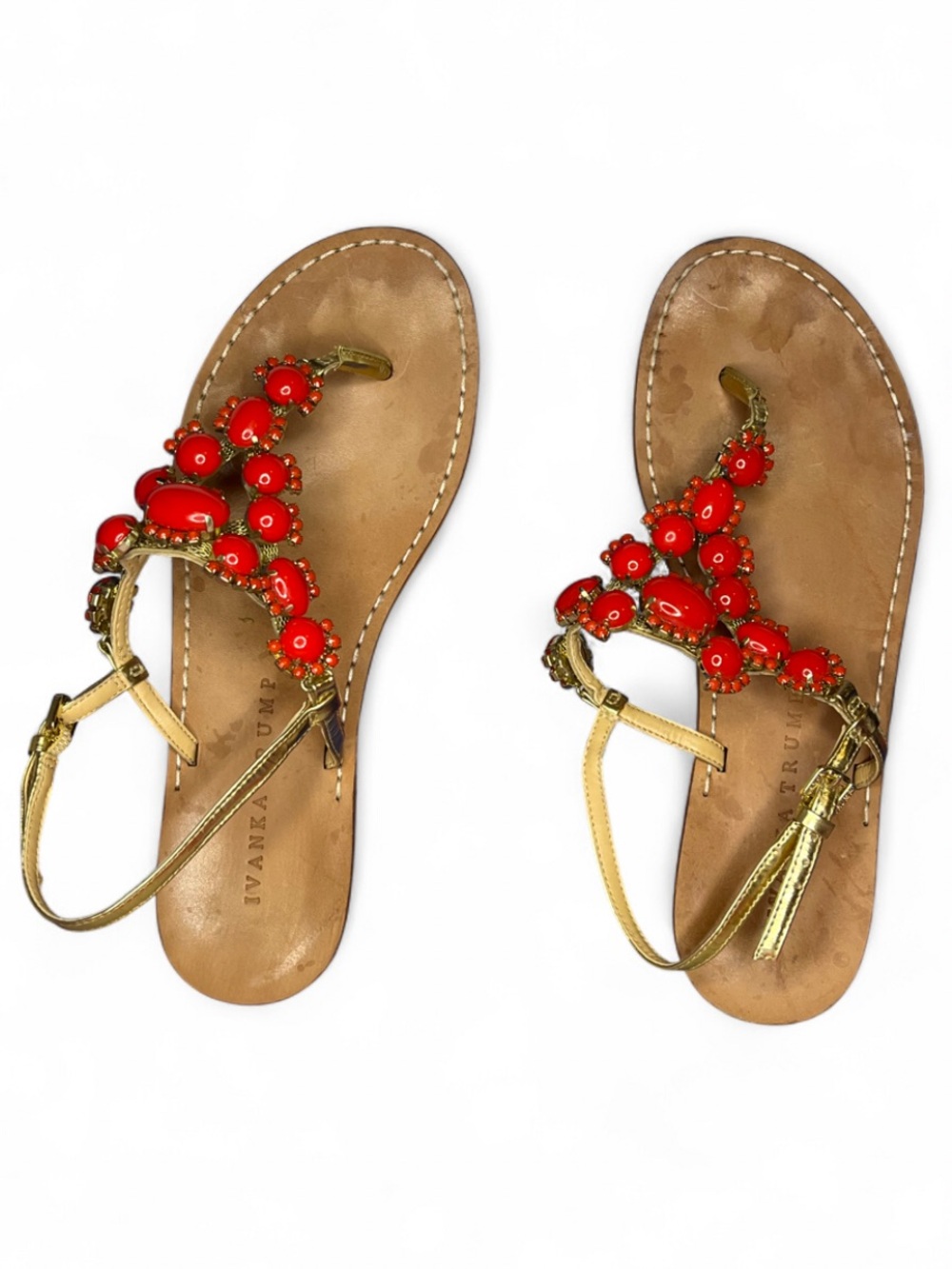 Ivanka Trump Coral Jewel Flat Thong Sandals Women’s Size 8 Summer Sandals - Picture 2 of 9